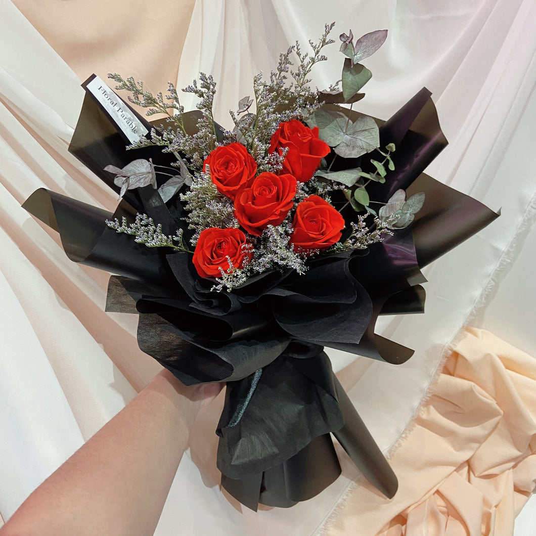 5 Preserved Red Rose Bouquet